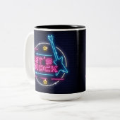 Lasst uns Rock Retro Neon Zweifarbige Tasse (Vorderseite Links)
