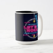 Lasst uns Rock Retro Neon Zweifarbige Tasse (VorderseiteRechts)