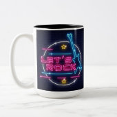 Lasst uns Rock Retro Neon Zweifarbige Tasse (Links)