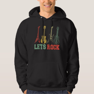 Lasst uns Rock Rock And Roll Gitarre Retro Hoodie
