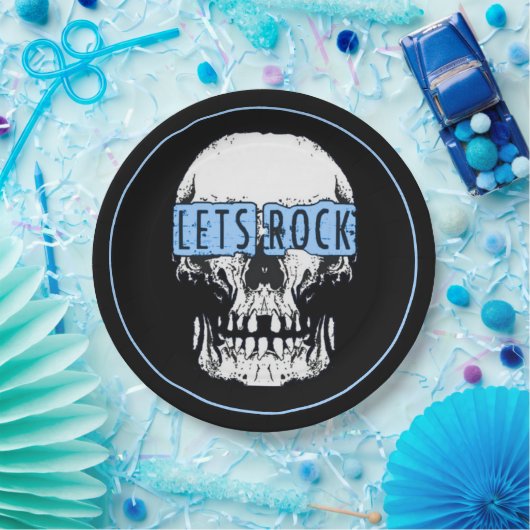 Lasst uns Rock Skull Pappteller (Party)