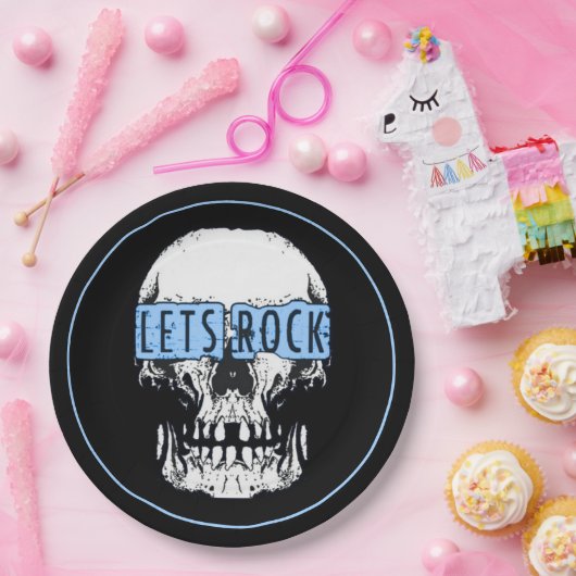 Lasst uns Rock Skull Pappteller (Party)