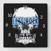 Lasst uns Rock Skull Quadratische Wanduhr (Vorderseite)