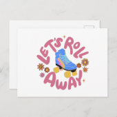 Lasst uns Roller-Skate wegrollen Postkarte (Vorne/Hinten)