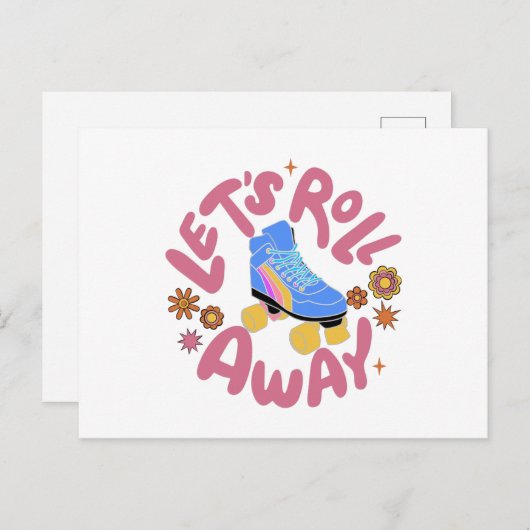 Lasst uns Roller-Skate wegrollen Postkarte (Vorne/Hinten)