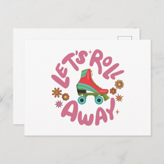 Lasst uns Roller-Skate wegrollen Postkarte (Vorne/Hinten)