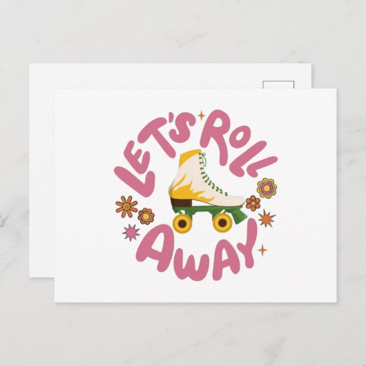 Lasst uns Roller-Skate wegrollen Postkarte (Vorne/Hinten)