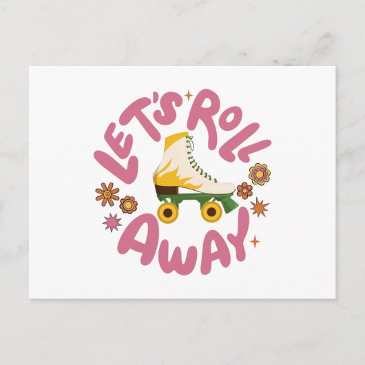 Lasst uns Roller-Skate wegrollen Postkarte (Vorderseite)