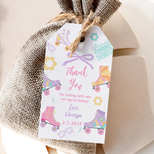 Lasst uns Rollschuh fahren Retro Geburtstag Danke Geschenkanhänger