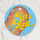 Lasst uns Rollwalze Skate Retro Regenbogen Vielen Geschenkanhänger (Rückseite)