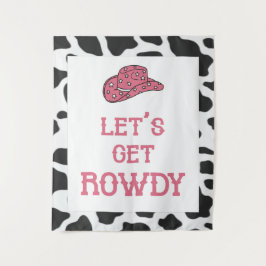 Lasst uns Rowdy Bachelorette Cow Tapestry holen Wandteppich