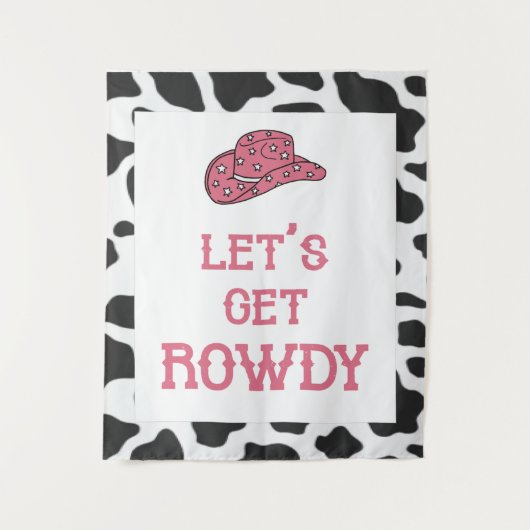Lasst uns Rowdy Bachelorette Cow Tapestry holen Wandteppich (Vorderseite)