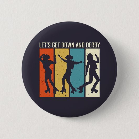 Lasst uns runter und Derby Funny Roller Derby Puns Button (Vorderseite)
