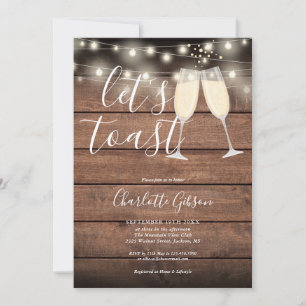 Lasst uns Rustic String Lights Brautparty feiern Einladung
