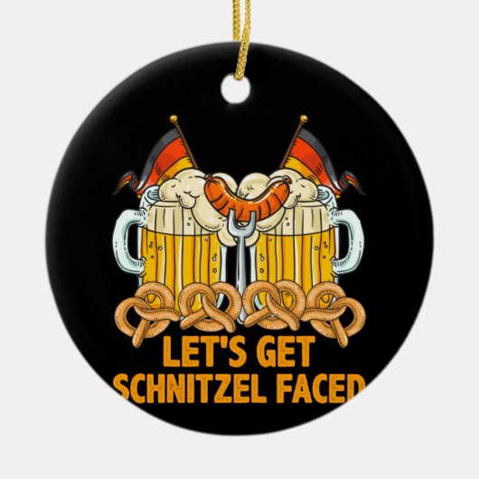 Lasst uns Schnitzel gegenüber Oktoberfest Deutsch Keramik Ornament (Vorne)