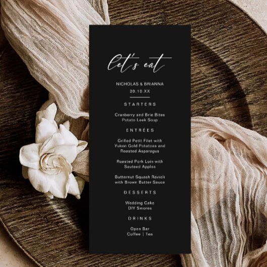 Lasst uns Schwarze Hochzeit essen Menükarte