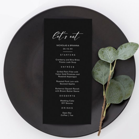 Lasst uns Schwarze Hochzeit essen Menükarte