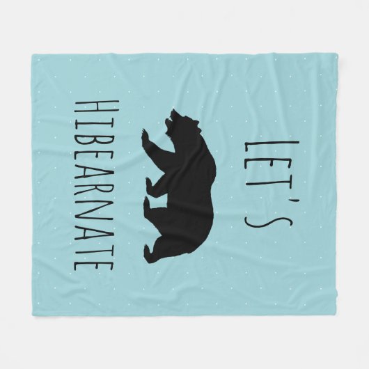 Lasst uns schwarzen Bär Silhouette & Micro Dot ver Fleecedecke (Vorderseite (Horizontal))