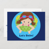 Lasst uns schwimmen Mädchen Geburtstag Pool Party Postkarte (Vorne/Hinten)