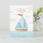 Lasst uns Segelabraten Sailboat Nautical Birthay Einladung (Stehend Vorderseite)