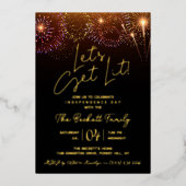 Lasst uns sehen | 4. Juli Party Real Folieneinladung (Vorderseite)