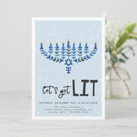 Lasst uns sehen | Hanukkah-Party Einladung (Stehend Vorderseite)