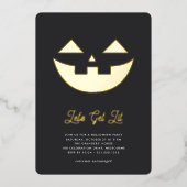 Lasst uns sehen | Jack O'Lantern Halloween-Party Folieneinladung (Vorderseite)
