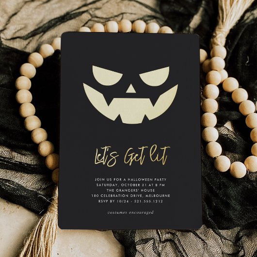Lasst uns sehen | Jack O'Lantern Halloween-Party Folieneinladung