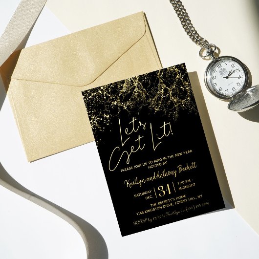 Lasst uns sehen | Silvester Party real Folieneinladung