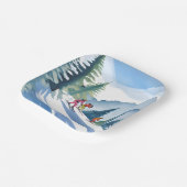 Lasst uns Ski fahren | Winter Aquarell Pappteller (Gewinkelt)