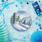 Lasst uns Ski fahren | Winter Wasserfarbe Pappteller (Party)