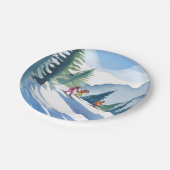 Lasst uns Ski fahren | Winter Wasserfarbe Pappteller (Schrägansicht)