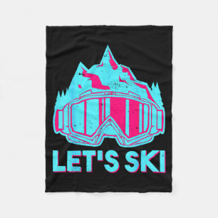 Lasst uns skifahren, Retro-Skibrille Skifahren Vin Fleecedecke