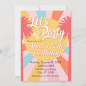Lasst uns Sonnenscheinpalmen zum Geburtstag einlad Einladung (Vorderseite)