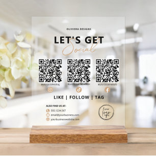 Lasst uns sozialen QR-Code mit uns verbinden Acrylschild