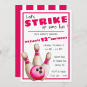 Lasst uns Spaß machen! Bowling Birthday Party Einladung (Vorne/Hinten)