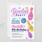Lasst uns Spaß machen! Bowling Birthday Party Einladung (Vorderseite)