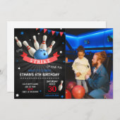 Lasst uns Spaß machen Bowling Geburtstag Foto Einladung (Vorne/Hinten)