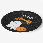 Lasst uns sprichwörtliches Halloween-Party bekomme Pappteller (Schrägansicht)