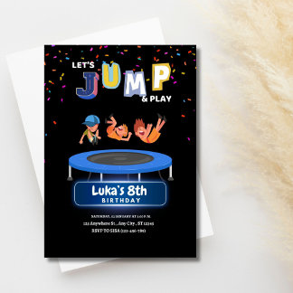 Lasst uns SPRINGEN und Geburtstag spielen Einladung