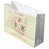 Lasst uns springende Affen-Kindergeburtstag aufpra Große Geschenktüte (Vorderseite Schrägansicht)