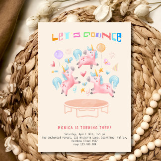 Lasst uns springende Einhörner-Kindergeburtstag sp Einladung
