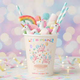Lasst uns springende Einhörner-Kindergeburtstag sp Pappbecher