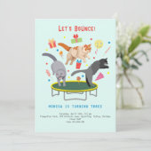 Lasst uns springende Katzen-Kindergeburtstag sprin Einladung (Stehend Vorderseite)