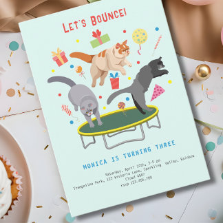 Lasst uns springende Katzen-Kindergeburtstag sprin Einladung