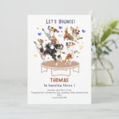 Lasst uns springende Trampolin-Parkhunde zum Gebur Einladung (Stehend Vorderseite)