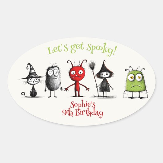 Lasst uns spucken! Kindergeburtstag der grauenhaft Ovaler Aufkleber (Vorderseite)