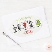 Lasst uns spucken! Kindergeburtstag der grauenhaft Ovaler Aufkleber (Umschlag)