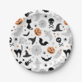 Lasst uns spukhaftes Halloween-Party plattieren, w Pappteller (Vorderseite)
