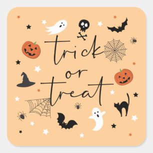 Lasst uns spukhaftes Halloween-Party Pumpkin holen Quadratischer Aufkleber